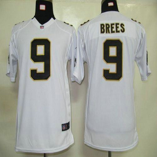 Nike Saints #9 Drew Brees White Youth Stitched NFL Elite Jersey