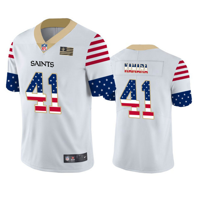 Nike Saints 41 Alvin Kamara White USA Flag Fashion Limited Jersey