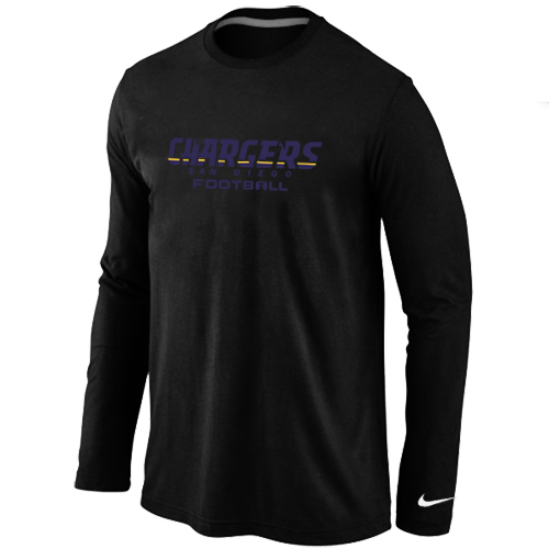 Nike San Diego Charger Authentic font Long Sleeve T-Shirt Black