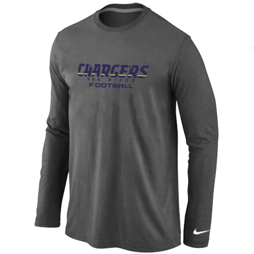 Nike San Diego Charger Authentic font Long Sleeve T-Shirt D.Grey