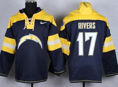 Nike San Diego Chargers 17 Philip Rivers Navy Blue Player Pullover NFL Hoodie