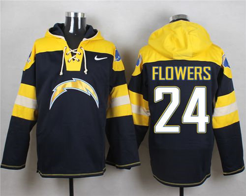Nike San Diego Chargers 24 Brandon Flowers Navy Blue Player Pullover NFL Hoodie
