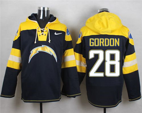 Nike San Diego Chargers 28 Melvin Gordon Navy Blue Player Pullover NFL Hoodie