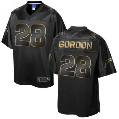 Nike San Diego Chargers 28 Melvin Gordon Pro Line Black Gold Collection NFL Game Jersey