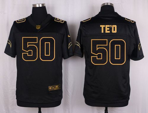 Nike San Diego Chargers 50 Manti Te-o Black NFL Elite Pro Line Gold Collection Jersey