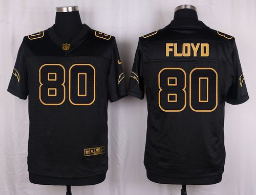 Nike San Diego Chargers 80 Malcom Floyd Black NFL Elite Pro Line Gold Collection Jersey