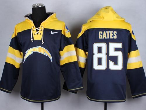 Nike San Diego Chargers 85 Antonio Gates Navy Blue Player Pullover NFL Hoodie
