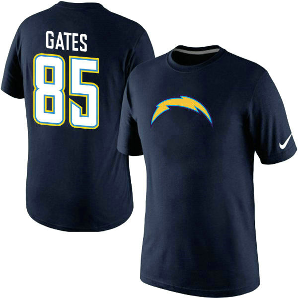 Nike San Diego Chargers 85 Gates Name & Number T-Shirt D.Blue