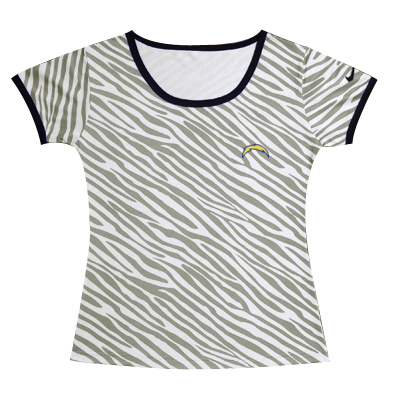 Nike San Diego Chargers Chest embroidered logo women Zebra stripes T-shirt
