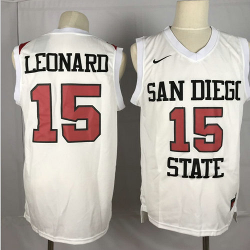 Nike San Diego State 15 Kawhi Leonard White College Basketball Jersey1