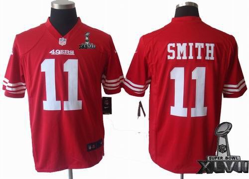 Nike San Francisco 49ers #11 Alex Smith red game 2013 Super Bowl XLVII Jersey