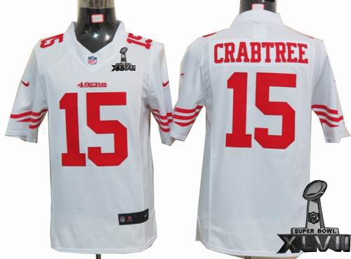Nike San Francisco 49ers #15 Michael Crabtree white limited 2013 Super Bowl XLVII Jersey