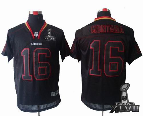 Nike San Francisco 49ers #16 Joe Montana Lights Out Black elite 2013 Super Bowl XLVII Jersey