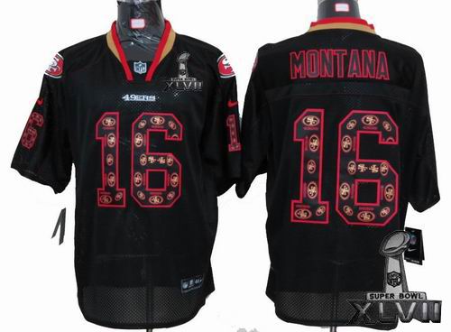 Nike San Francisco 49ers #16 Joe Montana Lights Out Black elite special edition 2013 Super Bowl XLVII Jersey
