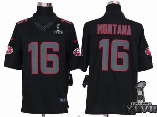 Nike San Francisco 49ers #16 Joe Montana black Impact Limited 2013 Super Bowl XLVII Jersey
