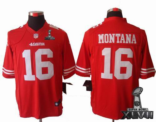 Nike San Francisco 49ers #16 Joe Montana red Limited 2013 Super Bowl XLVII Jersey
