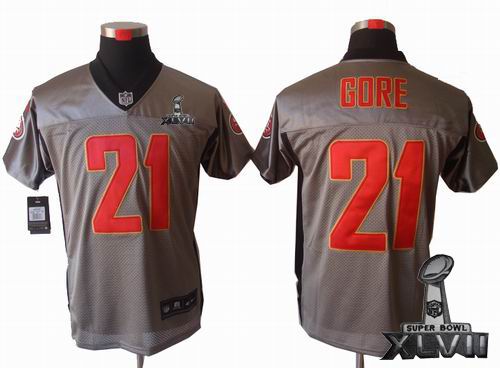 Nike San Francisco 49ers #21 Frank Gore Gray shadow elite 2013 Super Bowl XLVII Jersey