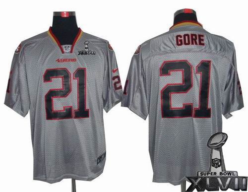 Nike San Francisco 49ers #21 Frank Gore Lights Out grey elite 2013 Super Bowl XLVII Jersey