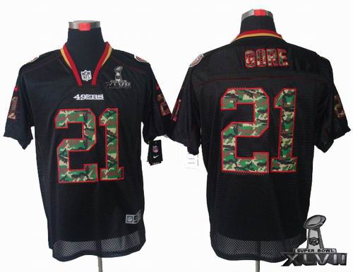 Nike San Francisco 49ers #21 Frank Gore black camo Elite 2013 Super Bowl XLVII Jersey