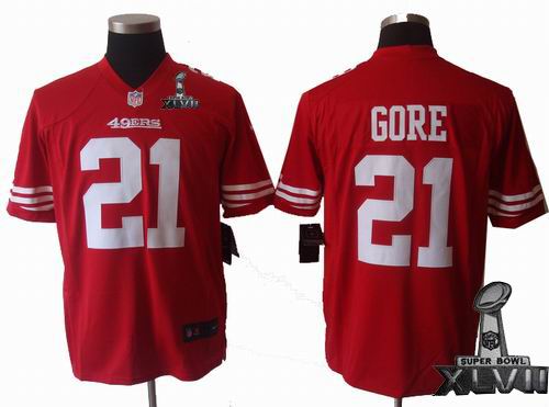 Nike San Francisco 49ers #21 Frank Gore red game 2013 Super Bowl XLVII Jersey