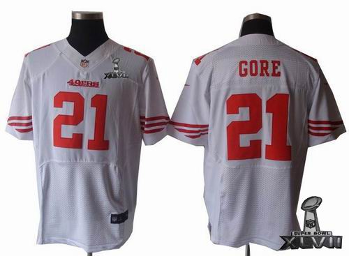 Nike San Francisco 49ers #21 Frank Gore white Elite 2013 Super Bowl XLVII Jersey