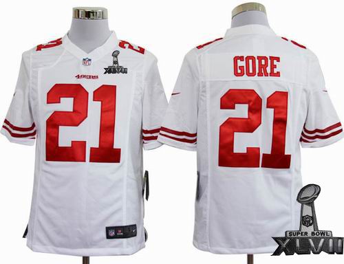 Nike San Francisco 49ers #21 Frank Gore white game 2013 Super Bowl XLVII Jersey