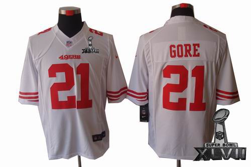 Nike San Francisco 49ers #21 Frank Gore white limited 2013 Super Bowl XLVII Jersey
