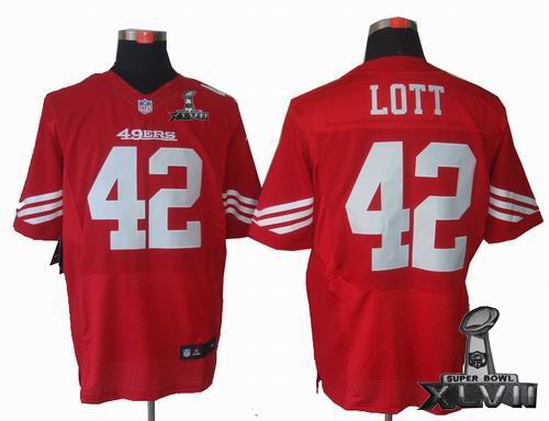 Nike San Francisco 49ers #42 Ronnie Lott red elite 2013 Super Bowl XLVII Jersey