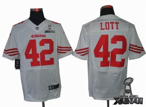 Nike San Francisco 49ers #42 Ronnie Lott white elite 2013 Super Bowl XLVII Jersey