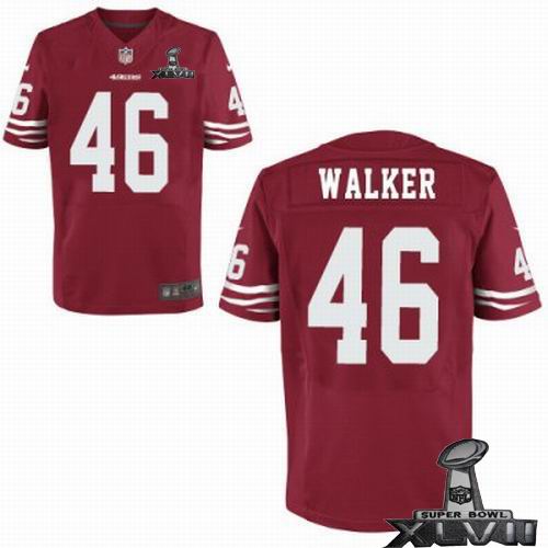 Nike San Francisco 49ers #46 Delanie Walker Elite Red 2013 Super Bowl XLVII Jersey