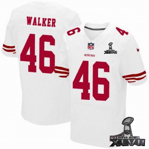 Nike San Francisco 49ers #46 Delanie Walker Elite White 2013 Super Bowl XLVII Jersey
