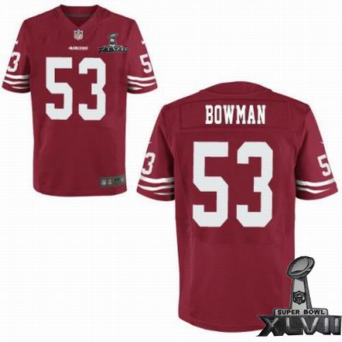 Nike San Francisco 49ers #53 NaVorro Bowman Elite Red 2013 Super Bowl XLVII Jersey