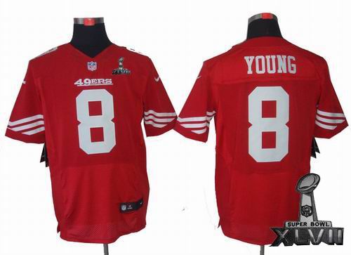 Nike San Francisco 49ers #8 Steve Young red elite 2013 Super Bowl XLVII Jersey