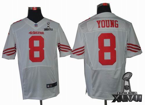 Nike San Francisco 49ers #8 Steve Young white  elite 2013 Super Bowl XLVII Jersey