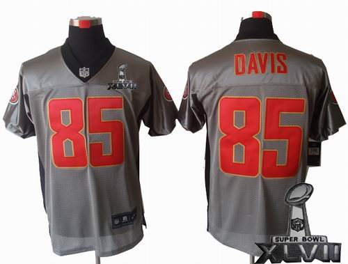 Nike San Francisco 49ers #85 Vernon Davis Gray shadow elite 2013 Super Bowl XLVII Jersey