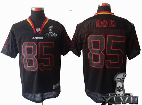Nike San Francisco 49ers #85 Vernon Davis Lights Out Black elite 2013 Super Bowl XLVII Jersey