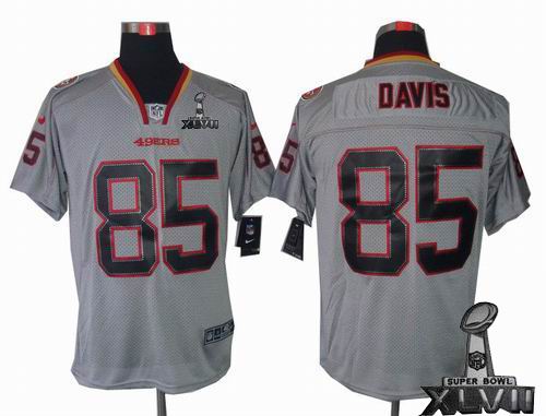 Nike San Francisco 49ers #85 Vernon Davis Lights Out grey elite 2013 Super Bowl XLVII Jersey