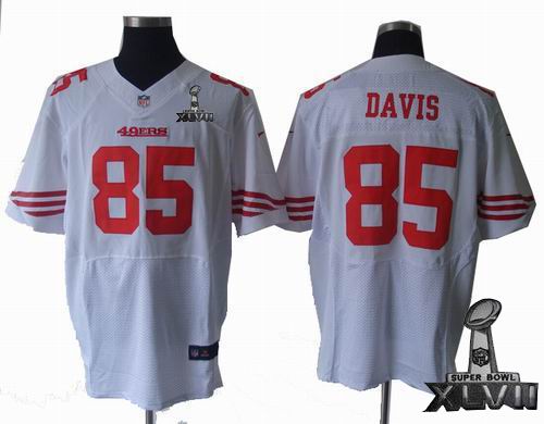 Nike San Francisco 49ers #85 Vernon Davis white elite 2013 Super Bowl XLVII Jersey