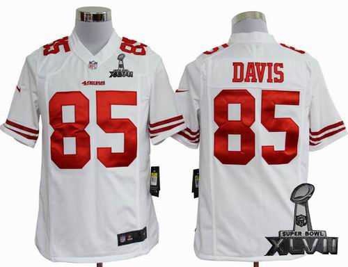 Nike San Francisco 49ers #85 Vernon Davis white game 2013 Super Bowl XLVII Jersey