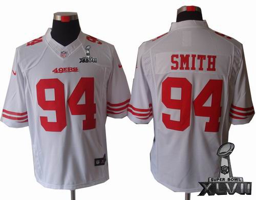 Nike San Francisco 49ers #94 Justin Smith White limited 2013 Super Bowl XLVII Jersey