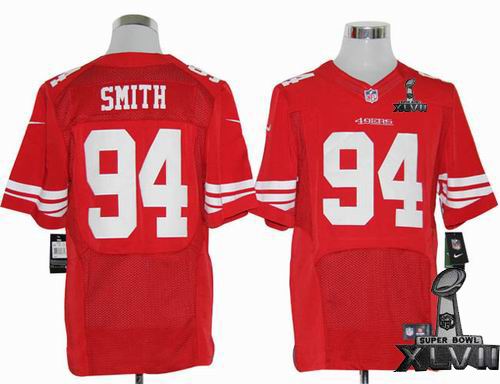 Nike San Francisco 49ers #94 Justin Smith red Elite 2013 Super Bowl XLVII Jersey