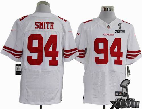 Nike San Francisco 49ers #94 Justin Smith white Elite 2013 Super Bowl XLVII Jersey