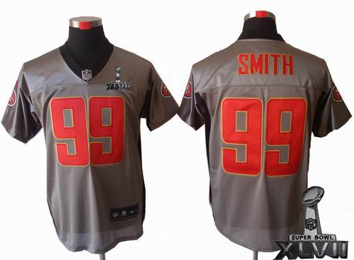 Nike San Francisco 49ers #99 Aldon Smith Gray shadow elite 2013 Super Bowl XLVII Jersey