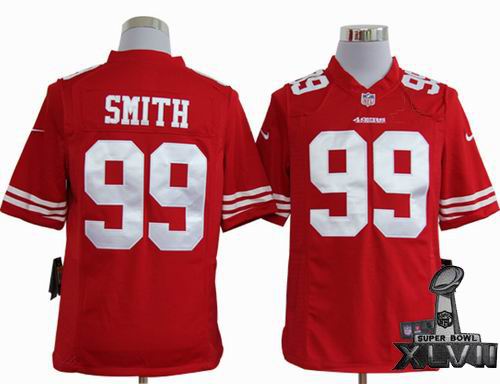 Nike San Francisco 49ers #99 Aldon Smith red game 2013 Super Bowl XLVII Jersey