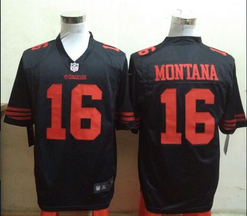 Nike San Francisco 49ers 16 Joe Montana Black Alternate NFL Game Jersey