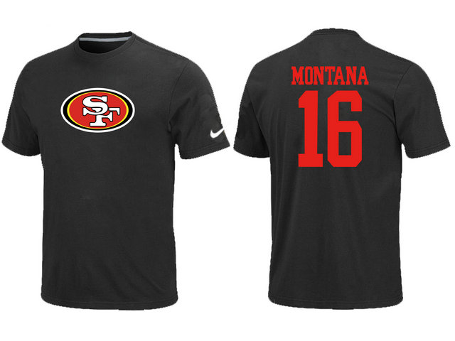 Nike San Francisco 49ers 16 Montana Name & Number T-Shirt Black