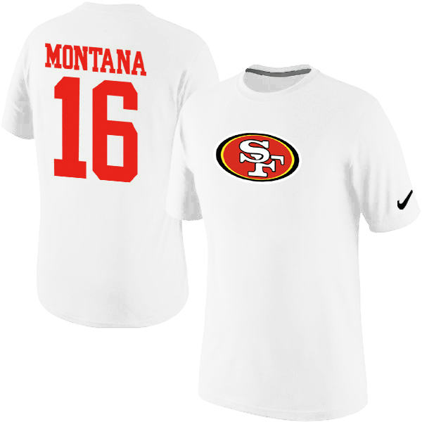 Nike San Francisco 49ers 16 Montana Name & Number T-Shirt White