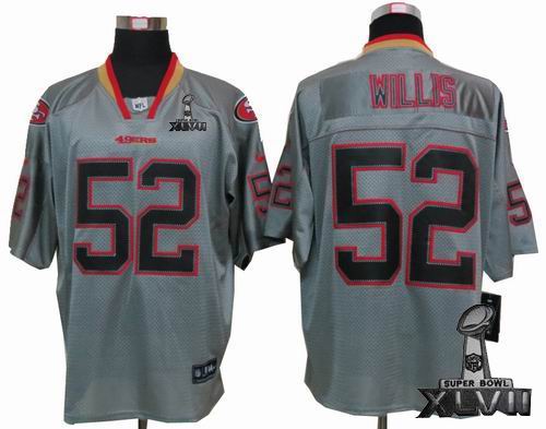 Nike San Francisco 49ers 52# Patrick Willis Lights Out grey elite 2013 Super Bowl XLVII Jersey