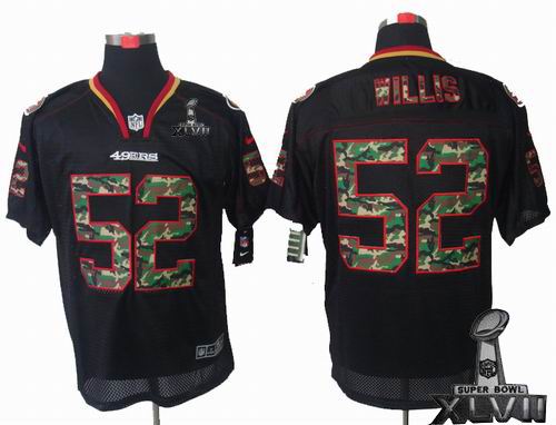 Nike San Francisco 49ers 52# Patrick Willis black camo Elite 2013 Super Bowl XLVII Jersey