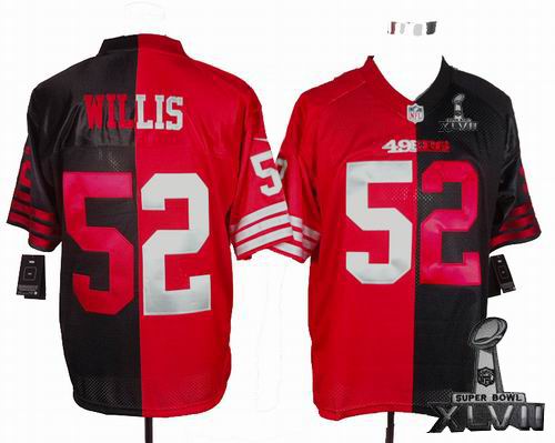 Nike San Francisco 49ers 52# Patrick Willis red black Split Elite 2013 Super Bowl XLVII Jersey